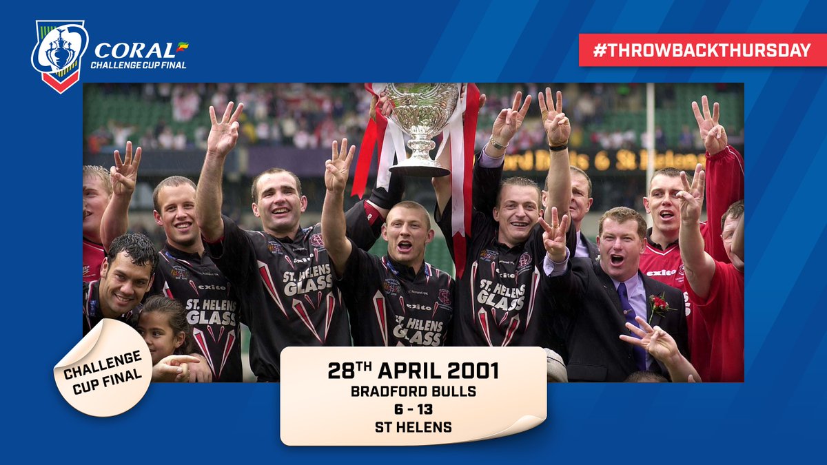TheChallengeCup's tweet photo. 🏆 In 2001, @Saints1890 edged out @OfficialBullsRL in the #ChallengeCup final meaning they held the @SuperLeague, #ChallengeCup and World Club Challenge titles simultaneously. 

👏 What a team!

⏪ #ThrowbackThursday https://t.co/D1KGHjZB1W