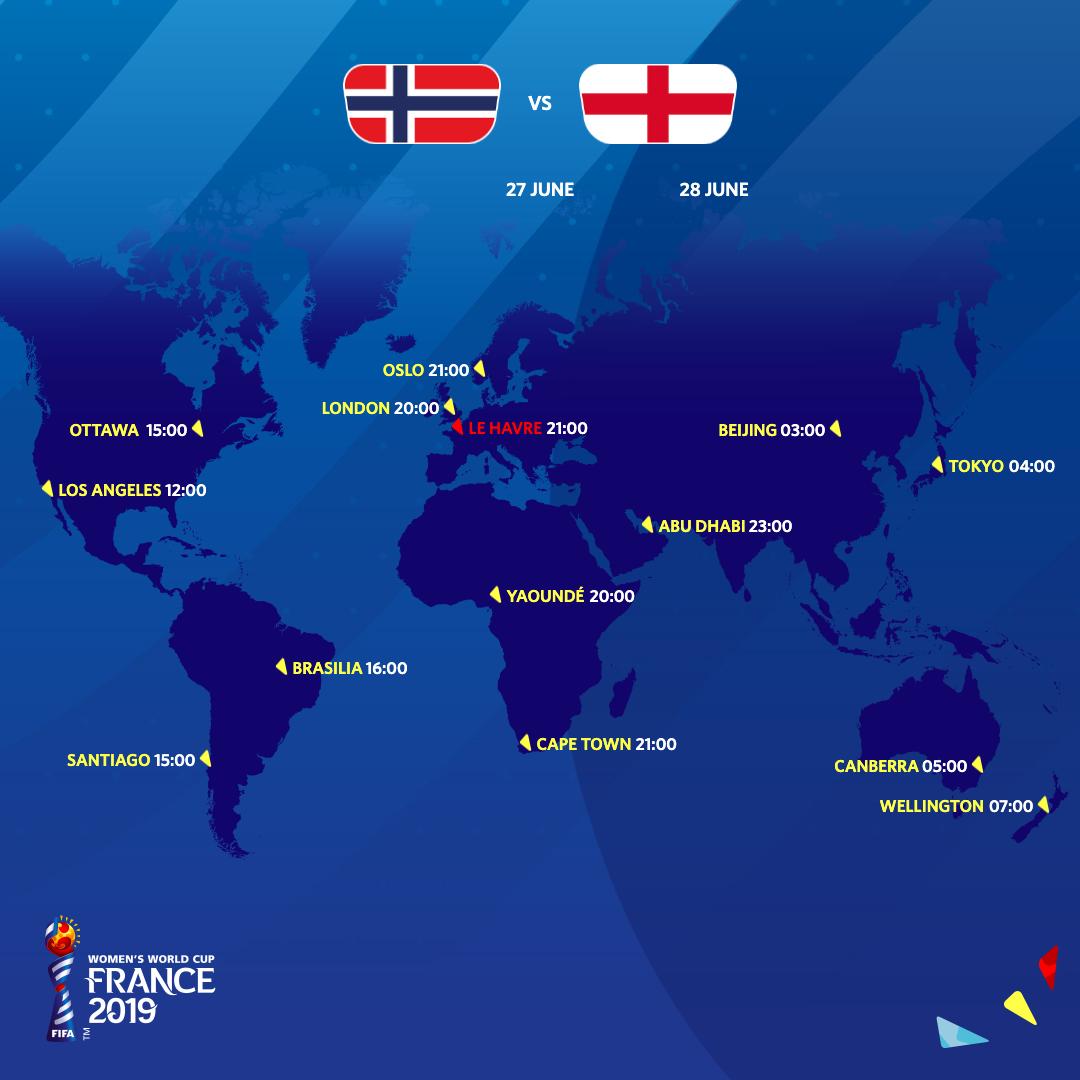 FIFAWWC's tweet image. Kick-off times, wherever you are 👇

#NORENG 🇳🇴🏴󠁧󠁢󠁥󠁮󠁧󠁿
#FIFAWWC