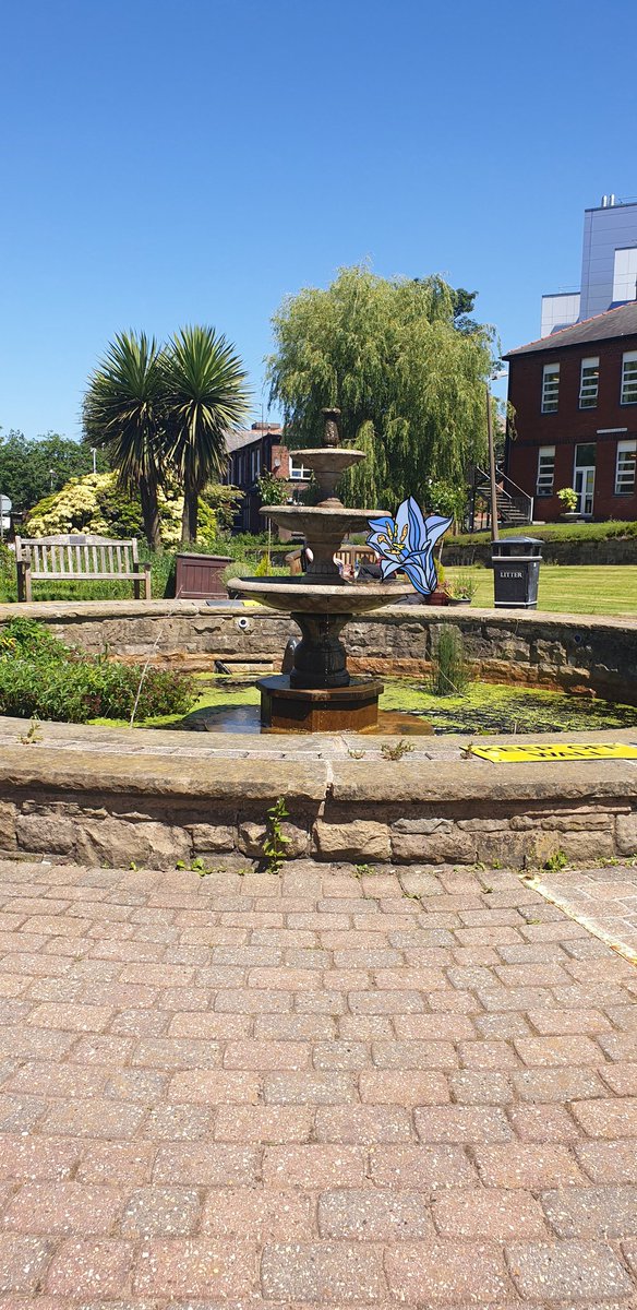 Stopping for lunch away from my desk (for a change) at <a href="/OldhamCO_NHS/">Oldham Care Organisation</a> fountain. Hope everyone is managing to enjoy a bit of this glorious sunshine ☀️☀️☀️ #nhs #selfcare