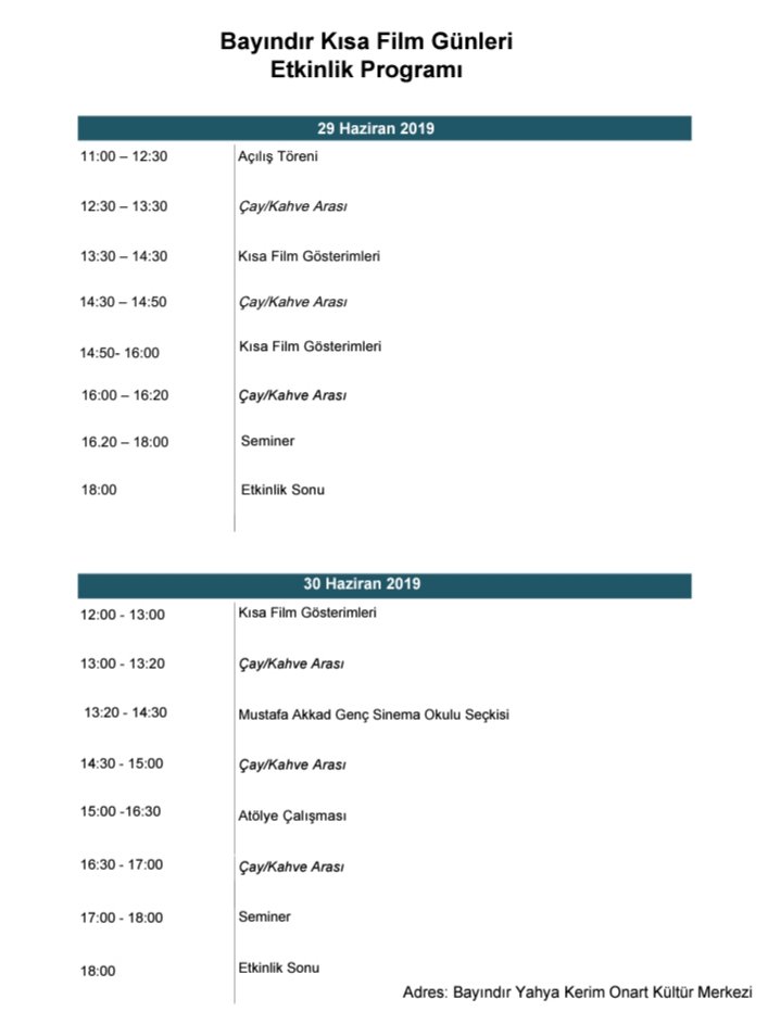 Bayındır Kısa Film Günleri etkinlik programı.
@GSBgenclikproje <a href="/kasapoglu/">Dr. Mehmet Kasapoğlu</a>