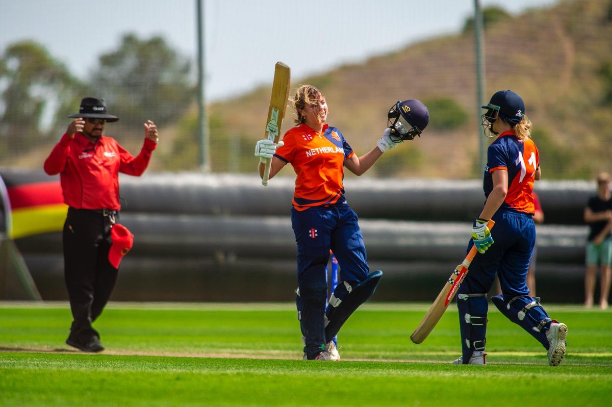 KNCBcricket's tweet photo. With @sterdester’s 126 not out v @Cricket_Germany she equals Meg Lannings highest score in Womens’s T20I history! @ICC @icc_europe https://t.co/sj6Aotw01s