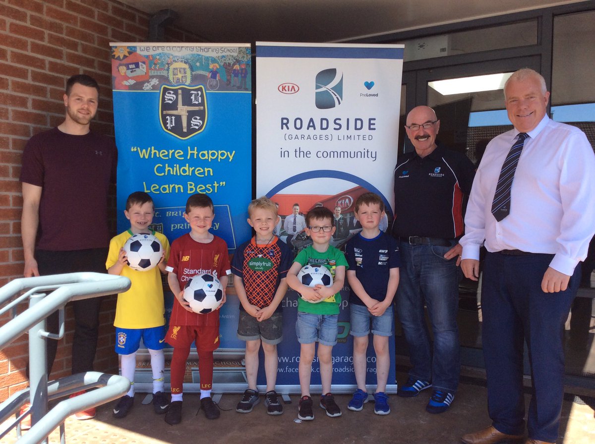 Thanks 2 <a href="/ROADSIDEGARAGES/">Roadside Garages Ltd</a> and <a href="/liam_beckett/">Liam Beckett MBE</a> for popping into <a href="/stbrigidsCmills/">stbrigidscloughmills</a> this morning.
New footballs presented to the children for their return to school in September. ⚽️⚽️⚽️⚽️⚽️
#wherehappychilrenlearnbest