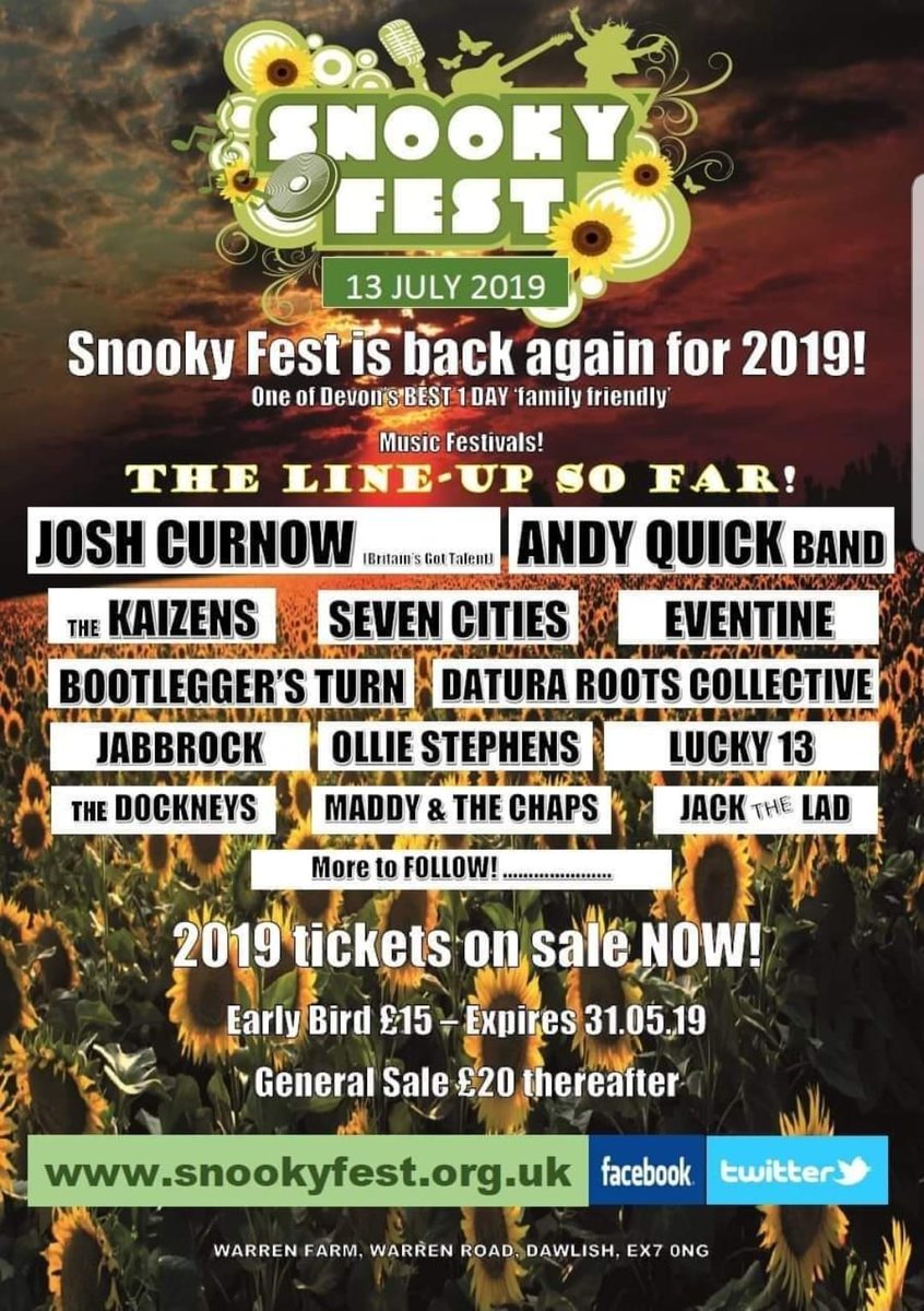 Countdown! 15 Day's To Go Until Snooky Fest! <a href="/FestSnooky/">SnookyFest</a> Family Friendly Music Festival! Tickets Still on Sale!  snookyfest.org.uk/get-tickets/ Warren Farm Dawlish Warren
