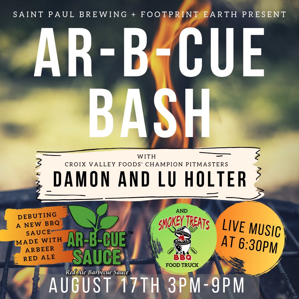 CroixValley's tweet photo. Join us August 17th for the release of our new Ar-B-Cue Sauce, made with Arbeer Red Ale from Saint Paul Brewing and benefitting environmental causes through @FootprintEarth .  Beer, BBQ and Bands!  Event info: https://t.co/yEaTu7X4Ie #ArBCueBash https://t.co/BAUVB9WEsy