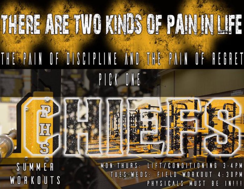 PHSChiefsNation's tweet photo. Chiefs Football Summer Workout Schedule https://t.co/BFXT8VqmNn