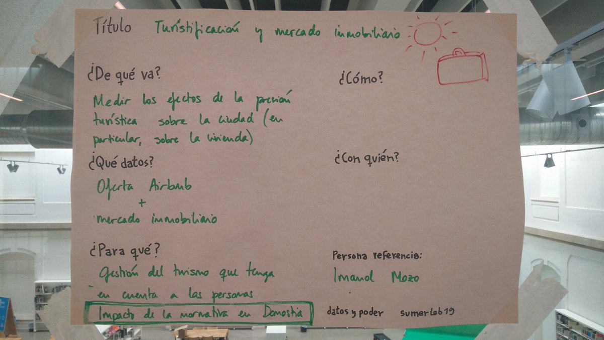 montera34's tweet photo. En el grupo de turistificación y mercado inmobiliario quieren medir el impacto de la última normativa de viviendas turísticas de Donostia en la ciudad #summerlab19 #datosypoder https://t.co/1ZAg4WbkZK