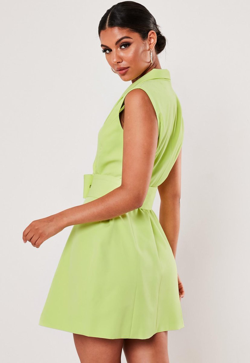 sleeveless belted blazer dress