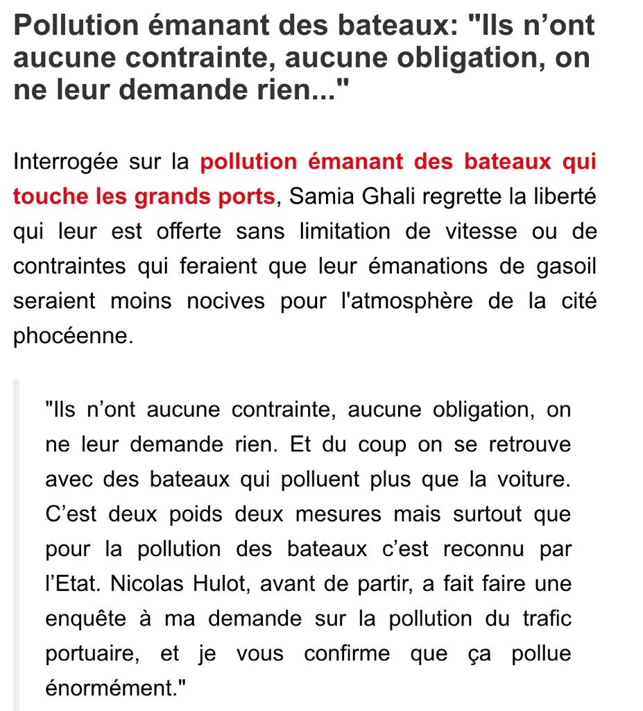 Pour rappel, 1 bateau pollue autant qu'1M de voitures. Je demande la mise en place du branchement à quai systématique pour les bateaux arrivant sur le port de Marseille. Mon intervention chez les @GG_RMC 👇🏼 rmc.bfmtv.com/emission/canic…