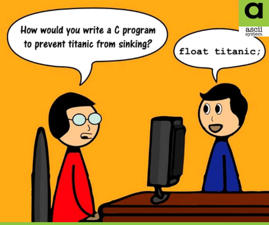 asciisystem's tweet image. #Float_Titanic
#FunnyProgrammingFact #ProgrammingJokes #programmer #programming #coders #datastuctures #php #sql #javascript #Python #html #Developer