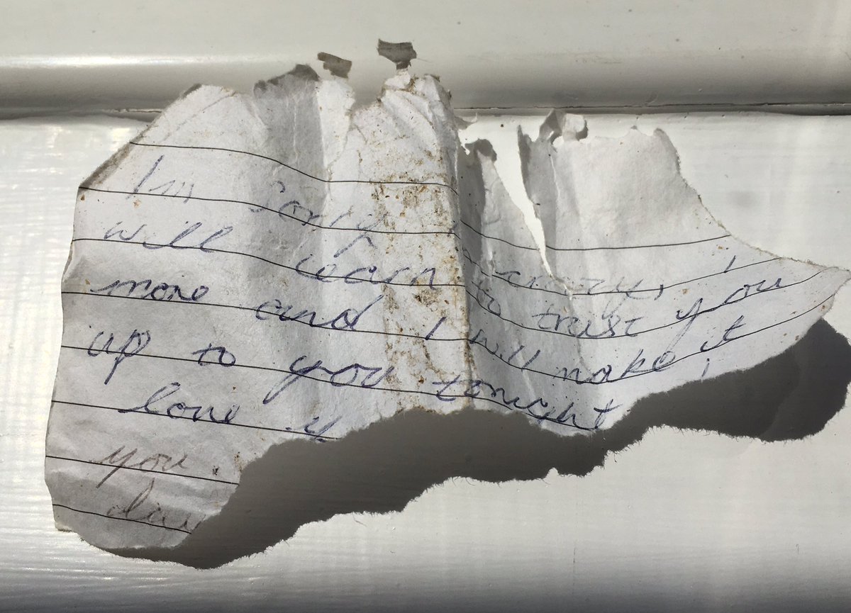 “I’m sorry I’m crazy. I will learn to trust you more and I will make it up to you tonight. Love ...” #LostLoveLetters #FoundLoveLetters