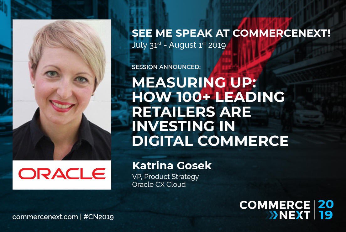 OracleCommerce's tweet image. .@katrina_gosek speaks at @CommerceNext on July 31st & August 1st in NYC! Learn more here: lnkd.in/dsMzUpt #CN2019 #digitalcommerce #smartercx #retail