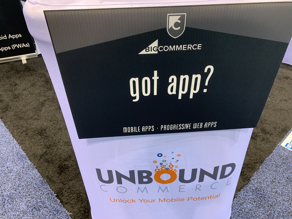 UnboundCommerce's tweet photo. Got app? Got PWA? Apps convert up to six times higher than the mobile web. We make it easy. Come take our quiz and win! Booth 1113. #RetailX https://t.co/m0zPxUkufC