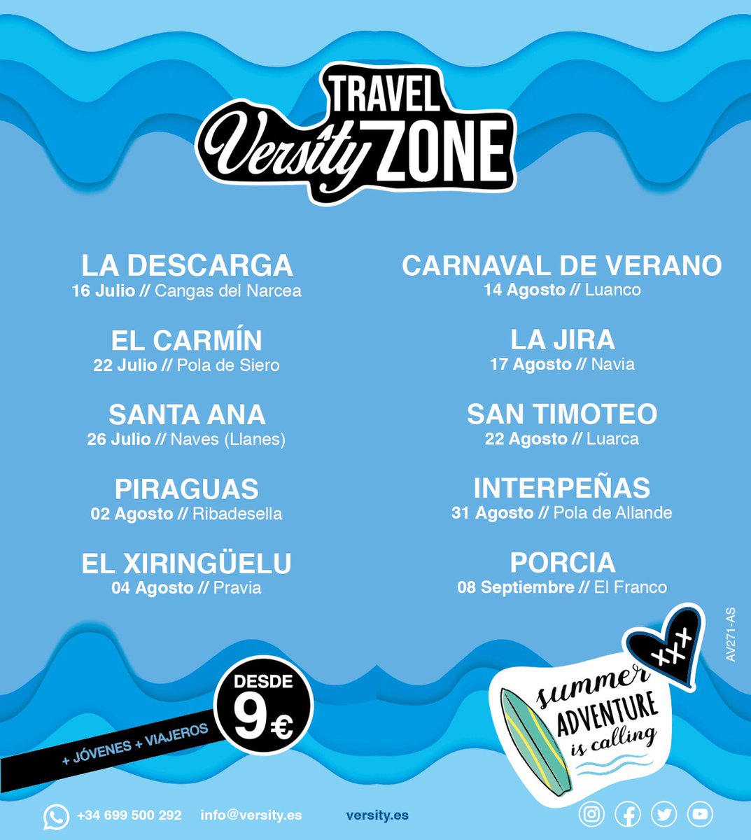 Ya está aquí lo más esperado del verano. Vive con #Versity las mejores fiestas de prao de Asturias 🔥.

 🚌 Salidas desde diferentes puntos de Asturias, Galicia, Cantabria y Castilla y León.

➕ Info ➡️ versity.es