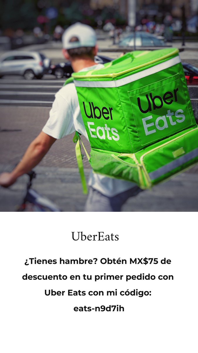 StorresTech's tweet image. #AHORA 
APROVECHA ESTA PROMOCIÓN OBTÉN $75 MX EN TU PRIMERA ORDEN CON #UberEats #Mexico #promoubereats #UberEats #UberEATS #codigoubereats 

SOLO INGRESA EL SIGUIENTE CÓDIGO 👇🏼