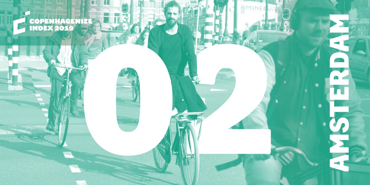 copenhagenizers's tweet photo. Op 2,  @AmsterdamNL  stijgt een plaats! Er wordt steeds meer ruimte gemaakt voor het comfort en de veiligheid van fietsers. Als alle beloftes worden nageleefd, zou Amsterdam wel eens de troon terug kunnen pakken. #BicycleIndex19 #fietsamsterdam https://t.co/7le4cSLdVZ