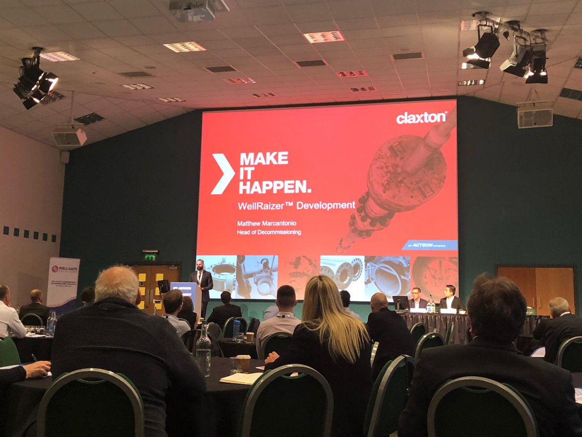 ClaxtonNews's tweet photo. Great presentation from Claxton's Matt Marcantonio regarding our #rigless platform well P&amp;A solution - WellRaizer. We are attending the @SPE_Aberdeen #WellAbandonment 2019 conference in Aberdeen. https://t.co/rtqBNBuQVQ