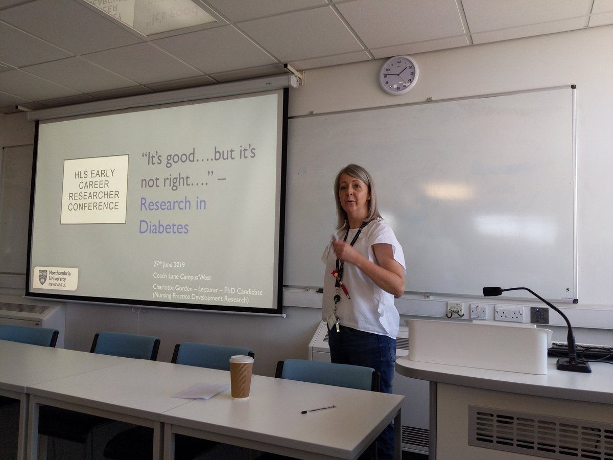 HLS_ECR's tweet photo. Next up is @NorthernLottie from @HsNursing talking about wearable technology in people with Type 1 Diabetes from a biopsychosocial perspective #HLS_ECR2019 https://t.co/dqmTYQQLIA
