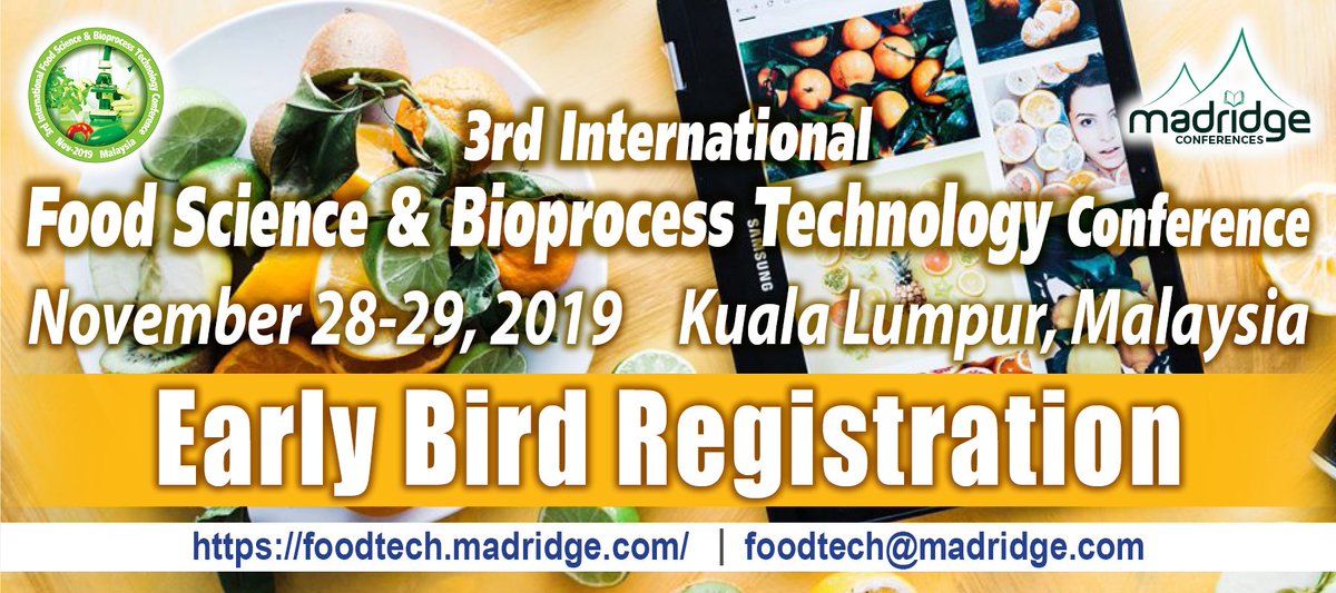 FoodTechEvent's tweet photo. #FoodTechnology2019 #EarlyBirdDiscount Do not miss out and #register before #July 31, 2019 for your #discount. For more details, PS: https://t.co/5aVuQvnDlv 
For any queries, mail us at foodtech@madridge.com https://t.co/pyQCQq9xlJ