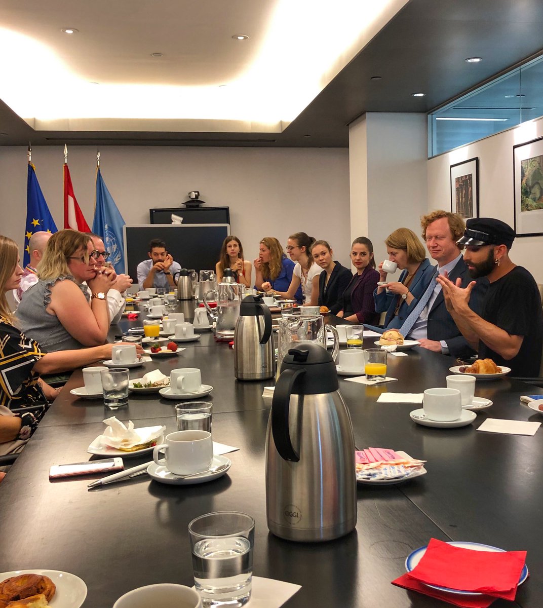 I never asked for permission to be who I am @ConchitaWurst, tells the #UN #LGBTI core group at the informal breakfast meeting at the #Austrian Mission today. #WorldPrideNYC