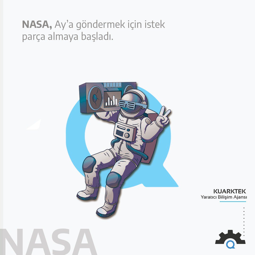 NASA Ay yolculuğu için şarkı tavsiyelerinizi bekliyor! 
📢28 Haziran son gün     👩‍🚀🌚👨‍🚀🎶
#NASAMoonTunes #Kuarktek #YaratıcıAjans #DijitalAjans