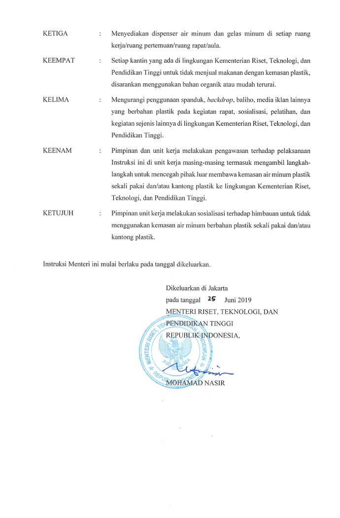 Indonesian Ministry of Higher Education issued a decree on banning single-use plastic usage in every institution under its administration.

This is a great news, THANK YOU!!
