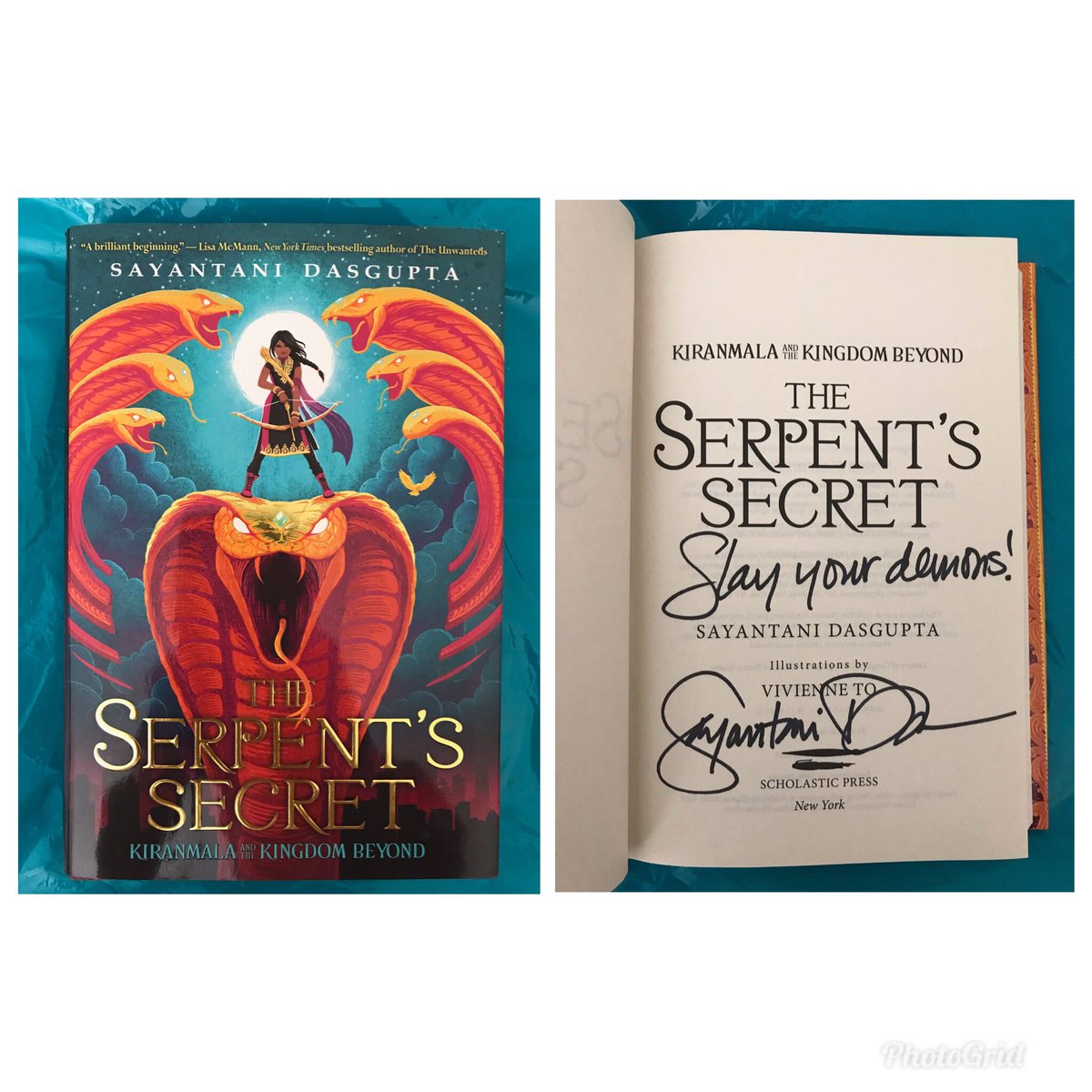 Ready to slay my demons! Latest addition to my signed books collection from @BooksofWonder: The Serpent’s Secret by @Sayantani16 👍 #middlegradereads #amreading #coolbooks