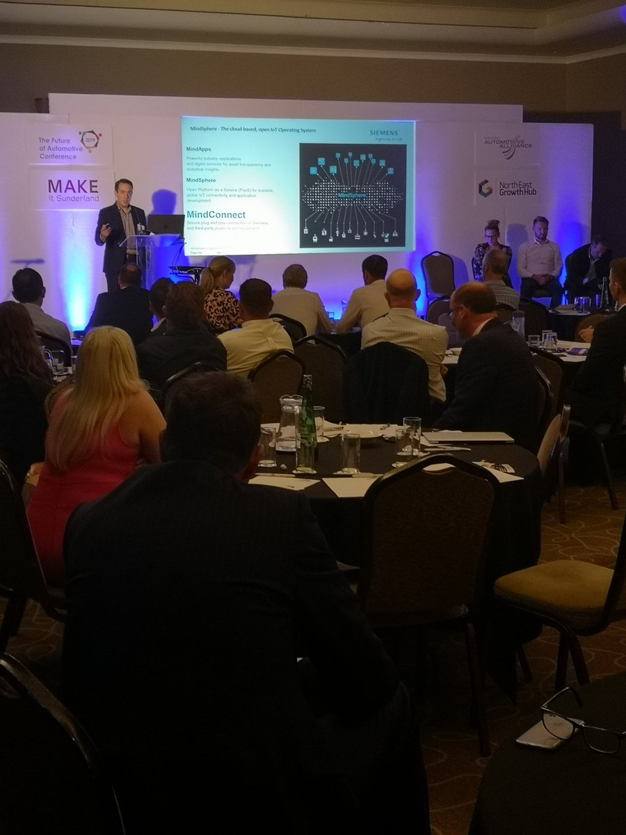 NEAutoAlliance's tweet photo. Paul Diggle @Siemens talks about platform development and digitalisation at the #FutureofAutoConf @MAKEitSund @GrowthHubNE https://t.co/PO6Ee4OzbP