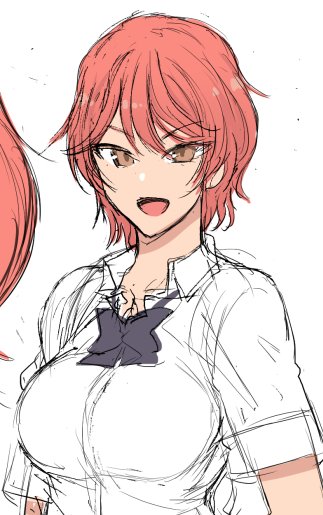 今日は【主人公に女の子として見られていない活発系幼馴染。最終的にはメインヒロインに主人公を持っていかれてしまうようなタイプの女の子】という大変不名誉なテーマでキャラデザを進めましたが、別案が採用されたので、こちらはボツかなー。 