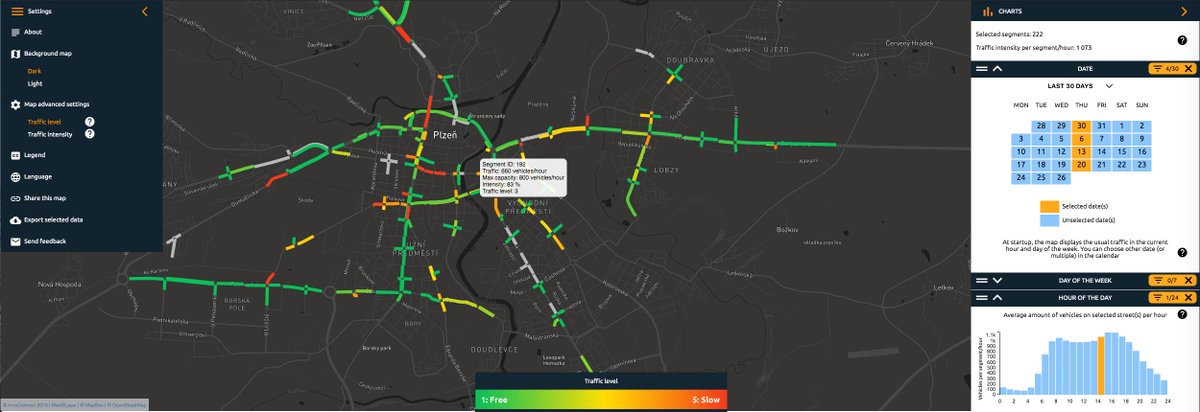 InnoConnect_net's tweet photo. Happy to announce that we've just released a major update of the Pilsen Traffic Map https://t.co/eIALjxGnBg #WebGLayer #VisualAnalytics @smartcityplzen @PoliVisu https://t.co/wWObvfeniP
