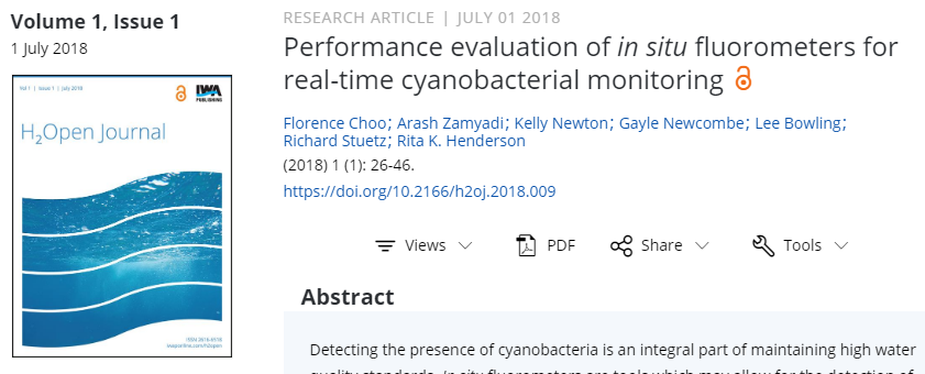 ArashZamyadi's tweet photo. Our @IWAPublishing @IWAHQ @UNSWEngineering @UnswWater paper on "Performance evaluation of in situ fluorometers for real-time cyanobacterial monitoring (https://t.co/lxG15OiTn9)" has 19,255 pageviews 500 PDF downloads in 1 yr: Power of #openaccess https://t.co/A8I3Wjmwnc