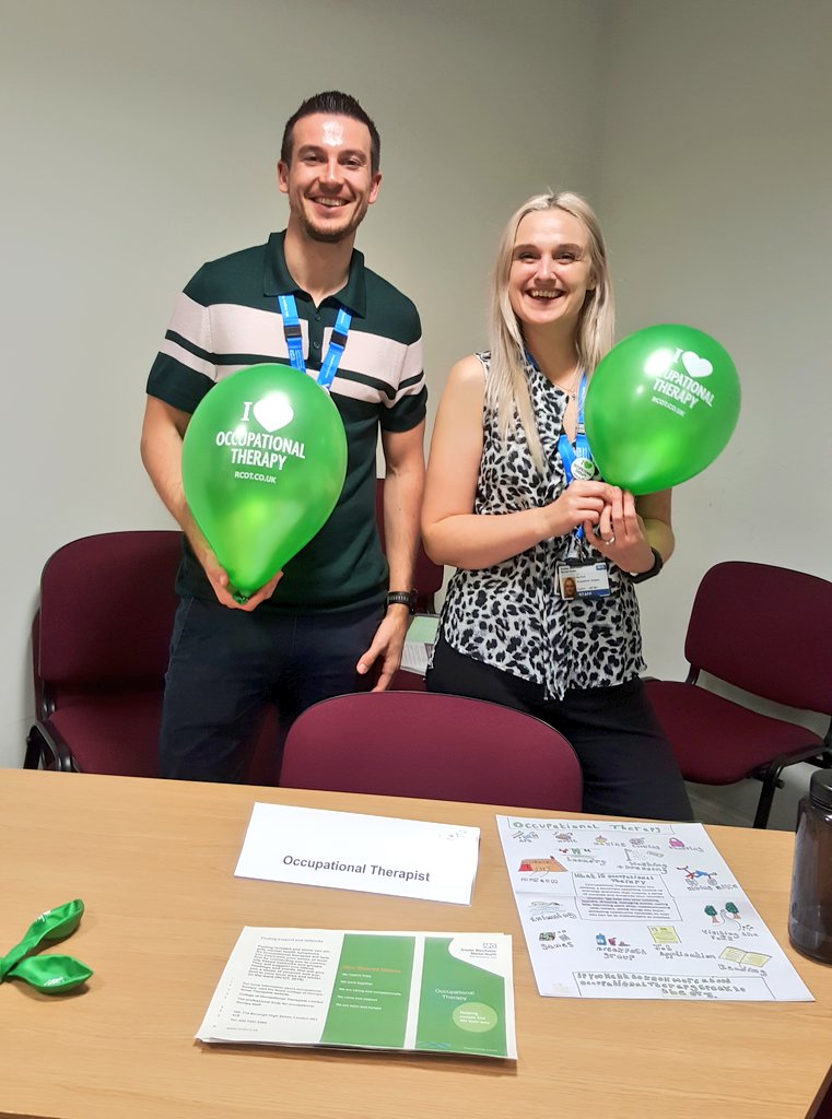 Simon and Ella ready to answer all those questions about OT from the students career speed dating day! #OccupationalTherapy #gmmh #gmmhot