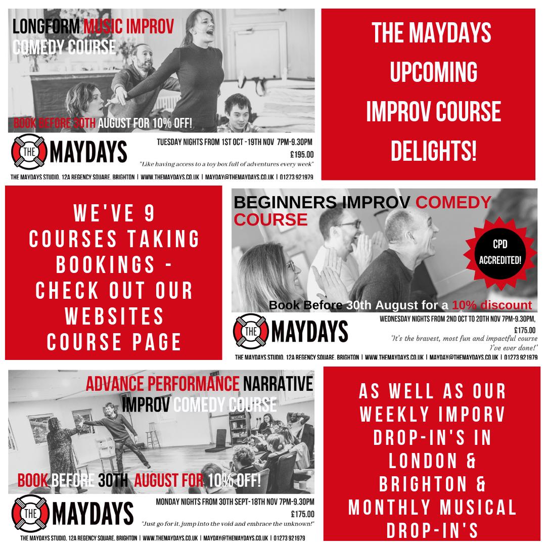 maydaysimprov's tweet photo. The Maydays Upcoming #Improv Course Delights in #Brighton!
#improvcomedy tasters, #Beginnersimprov #CPDaccredited, #shortform, #longform, #musicalimprov, #performanceimprov, #advancedimprov, #narrativeimprov, #writingfromimprov https://t.co/hpgRUVq2Gd - https://t.co/oBO85jnaaP https://t.co/oQPeuhAKdt