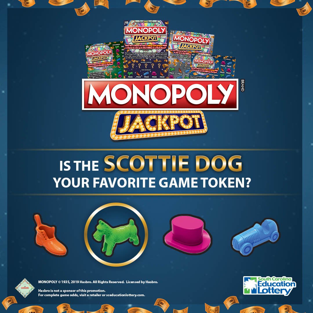 sclottery's tweet image. If the “SCOTTIE DOG” is your favorite MONOPOLY game token, RT this message and follow us @sclottery for a chance to win a $200 Petsmart gift card! Contest ends at noon on Monday, July 1. SC residents only. Must be 18 or older. Rules: bit.ly/2XZeh2C #contest