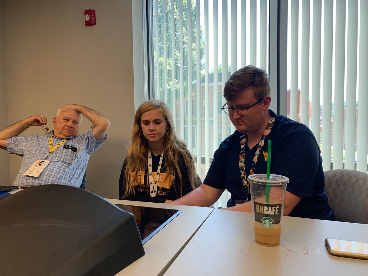 There seems to be a common thread in these photos from yesterday's #WVUNSO advising session. 👀 ☕ 

We can't wait to meet new faces today, and of course, get our daily dose of coffee and pink drinks from <a href="/WVUBookstore/">WVU Bookstore</a>. 

#WVUBound #WVU23