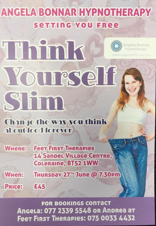 feetfirstacj's tweet photo. Spaces left for weight loss hypnosis tonight in Coleraine! Xx https://t.co/sV4TaOt3f4