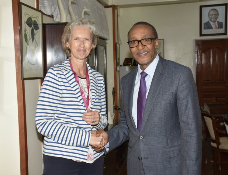 PSForeignKE's tweet photo. Held talks with H.E. Elin B. Rognlie, Amb. of the Royal Norwegian Embassy @NorwayinKenya in my office. @AmbMKamau https://t.co/PwsZNWdUwF