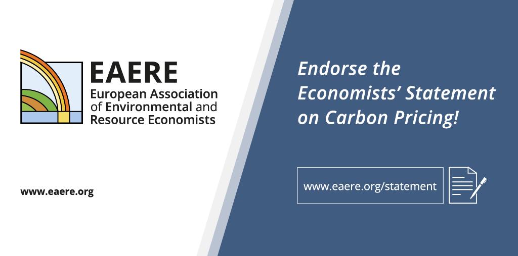 ❗Endorse the Economists’ Statement on Carbon Pricing by signing it❗ The EAERE Policy Outreach Committee has prepared a statement on carbon pricing for endorsement by the whole community of economists in Europe and worldwide. READ IT &amp; SIGN HERE!➡️ow.ly/YPpo50uJQqp