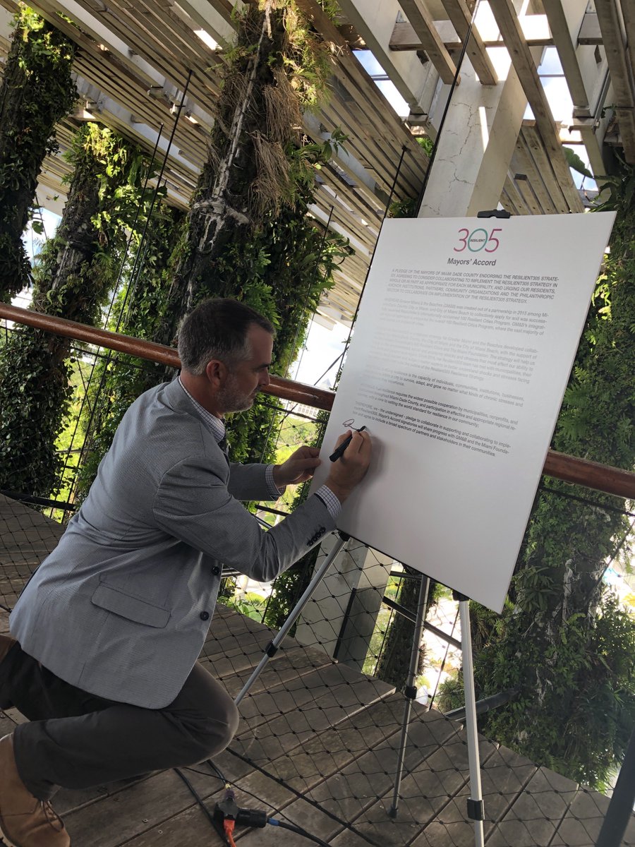 Congrats Mayor <a href="/danieldietch/">Daniel Dietch</a> for joining the #Resilient305 initiative and doubling down on your commitment to building a stronger <a href="/SurfsideFlorida/">Town of Surfside</a> through investment in the arts and culture and the adoption of environmentally friendly practices to protect our future.