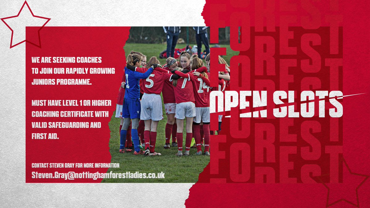 ⚽️ We are looking to add more coaches to our #ForestLadies Juniors Programme. 

👀 below 👇👇👇

#NFFC #Nottingham #Nottinghamshire