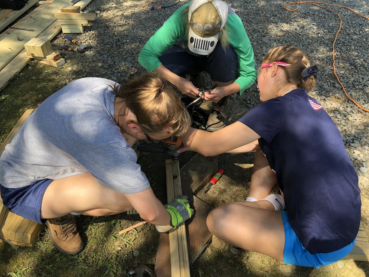 acatholicherald's tweet photo. WorkCampers learn problem solving on site when sometimes the tools don’t work as expected. #ArlingtonWC19 https://t.co/SRwe3ssEwt