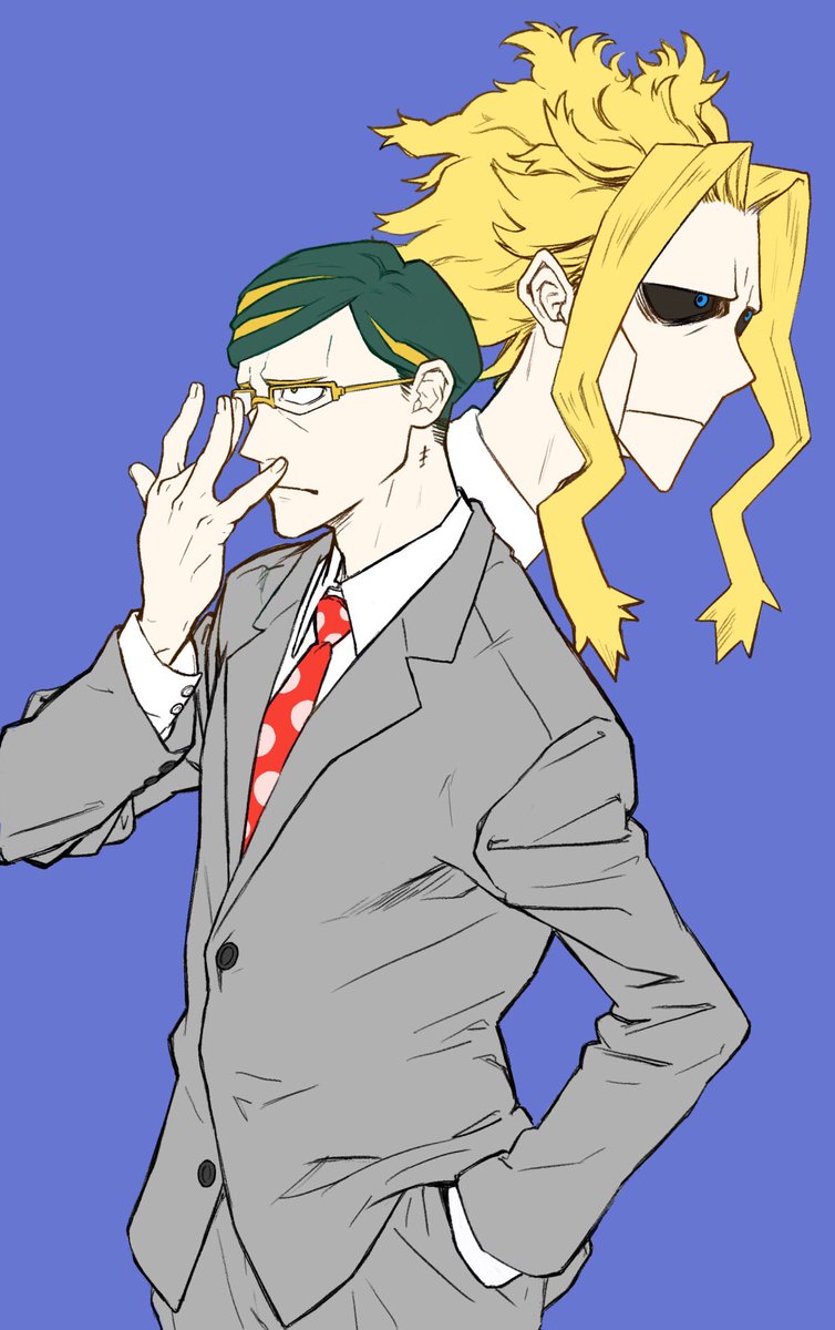 ヒロアカ ヒロアカ4期楽しみラクガキ オールマイト サー ナイトアイ ヒロアカ ヒ 四方山 与太話のイラスト