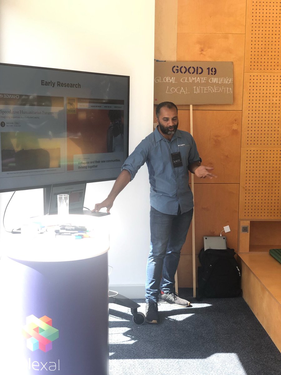 My co-facilitator Avinash from <a href="/Quicksand/">Quicksand</a> in Goa applies Design Fiction thinking to talk about the future of humanitarian crises.  He says  prepared for the coming of the aggregate crises! #good19london