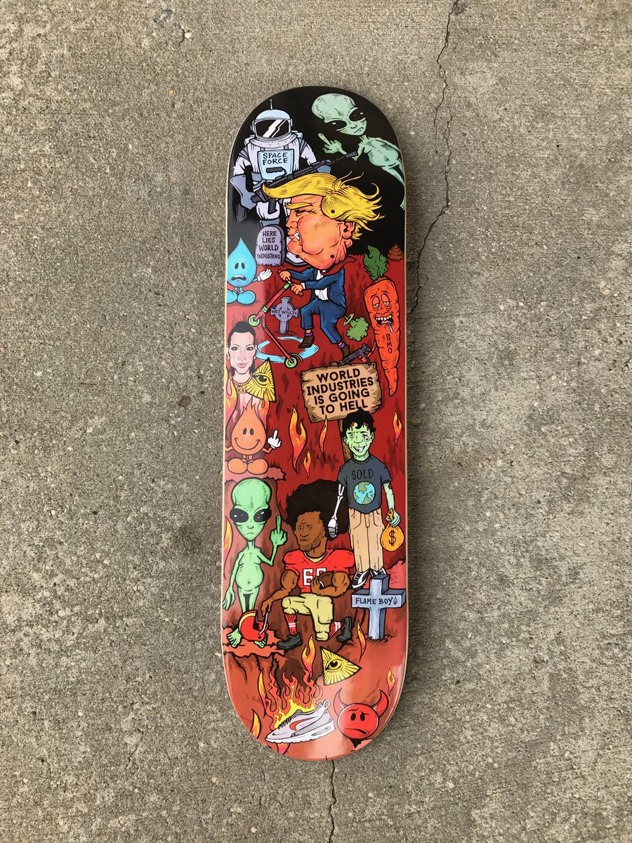 worldindustries's tweet photo. World industries is going to HELL 👹🔥👍💧✌️ #worldindustries #steverocco #colinkaepernick #flameboy https://t.co/C5M4wgSmnA