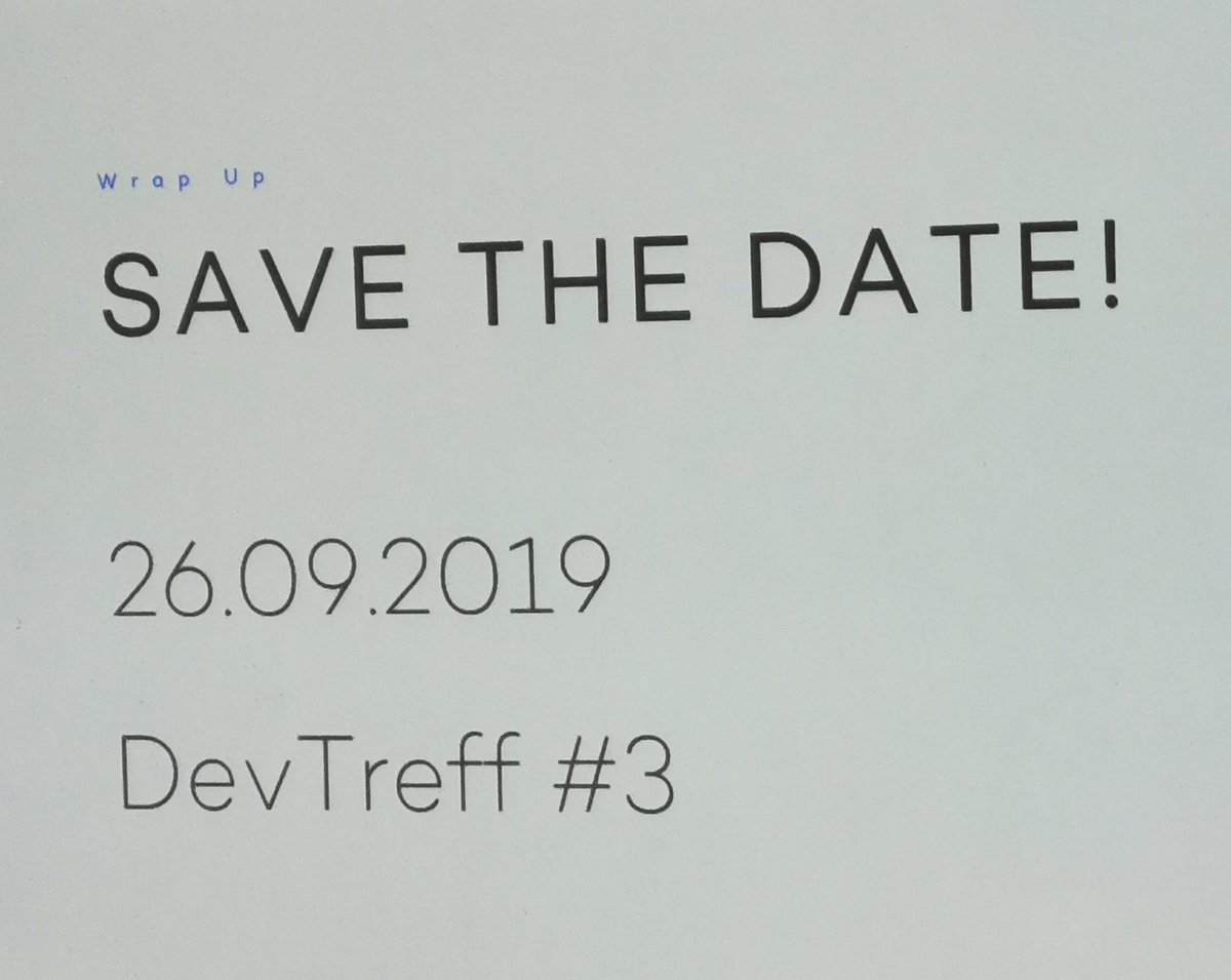 devtreffsu's tweet photo. Der Termin für unseren nächsten DevTreff steht!
Save The Date am 26.09.2019!
Ab 18:00 Uhr startet bei uns das DevTreff Nr. 3 https://t.co/5R3zBfS1fk