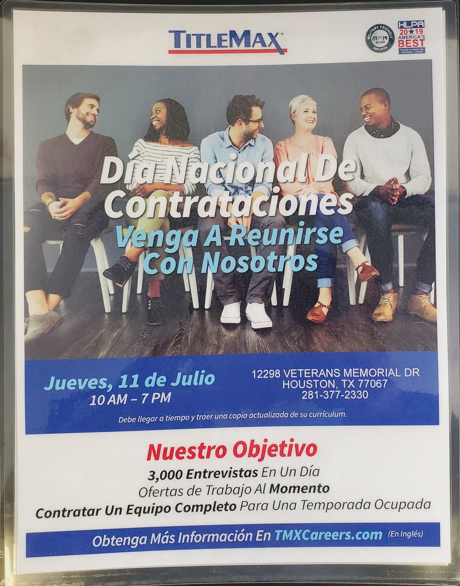 La compania de familia está contratando a gente profesional. Llama hoy para ser su cita!! 281-377-2330