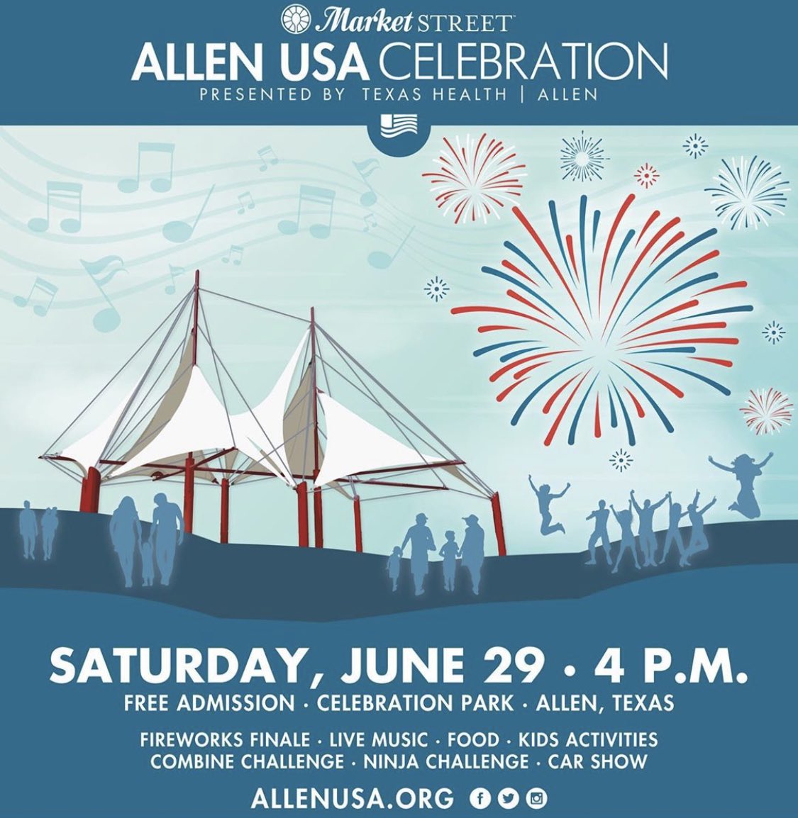 dallas_bn's tweet photo. It’s that time of the year again 
@Allen_USA 
First to the Fourth‼️
🎇 🇺🇸
Your local Army Reps. will be in the Military Zone all day. Come say hi and take our fitness challenge for a chance at Bluetooth speakers and more Army swag💪
+
For more info visit https://t.co/IZiF8r1UR3 https://t.co/2BPt9EqCc4