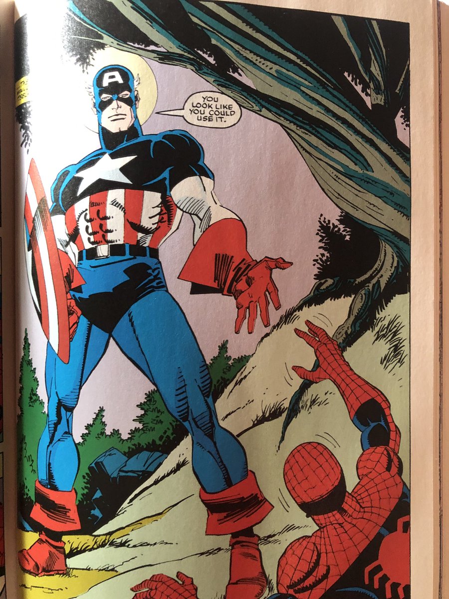 realcrowsong's tweet photo. One of my favorite pages ever. Gives me goosebumps every time #CaptainAmerica #spiderman #classic #help https://t.co/VDTHe94ssN