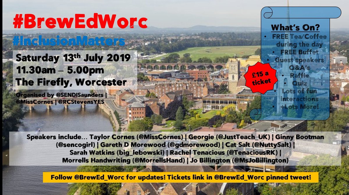 SENDISaundersRE's tweet photo. Still lots of tickets for @BrewEd_Worc left! Going to be a great day for all things for #InclusionMatters! If you’re in the area, get yourselves a ticket, you won’t be let down... our speakers have some amazing talks on managing stress, therapy dogs, empathy and journeys +MORE! https://t.co/9kY1LFtoA4