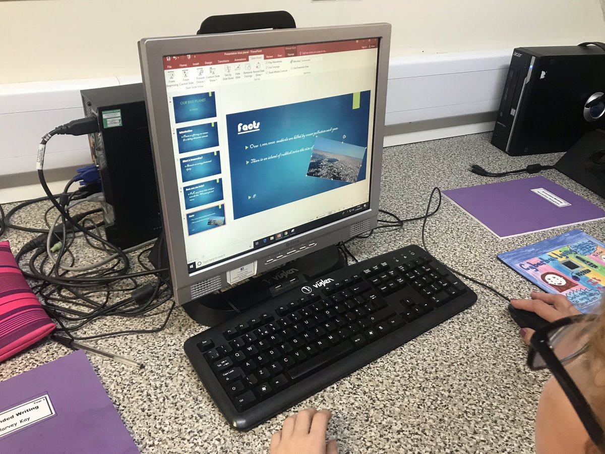 HiggensMrs's tweet photo. Today we started using PowerPoint to create slide shows about looking after our planet. As well as lots of interesting writing, we included some pretty cool effects!! https://t.co/cSCChzJ28i