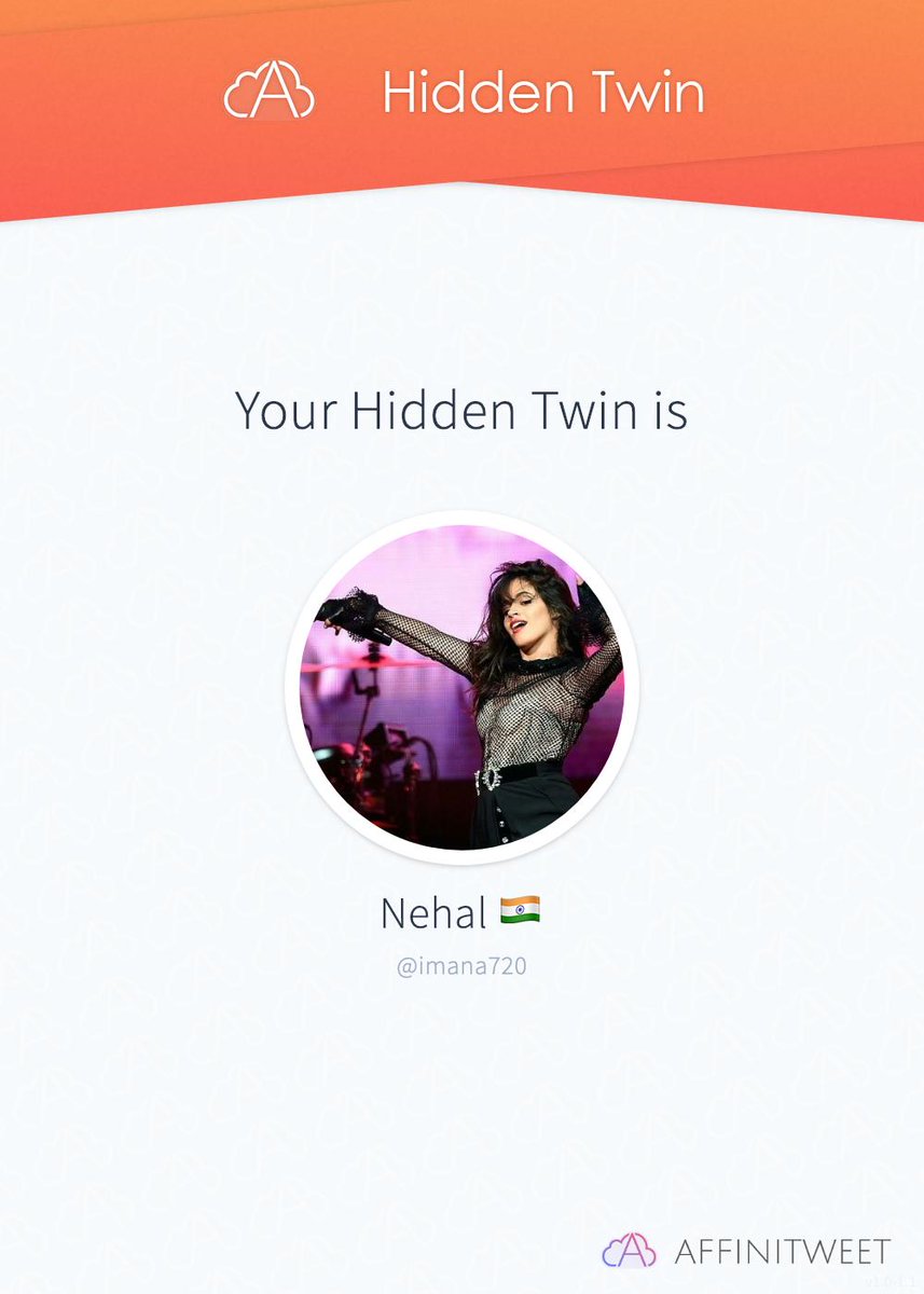 Zohraa___'s tweet photo. #Affinitweet Hidden Twin
imana720 is my hidden twin 😱
Find out who is yours!
via https://t.co/CPIUgmenR0 https://t.co/5LoC9mnXNl